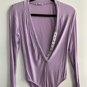 Fashion Nova lavender Henley bodysuit